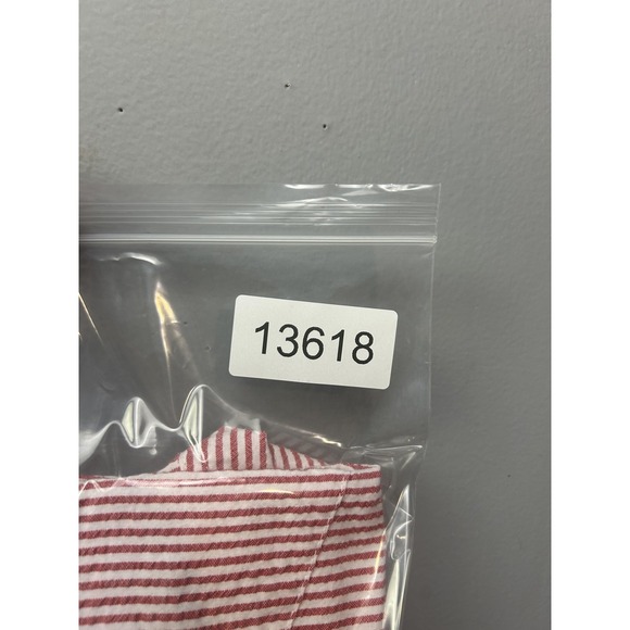 Chaps Shirt Mens 2XL Red White Striped Short Sleeve Button Down Cotton Pocket - Picture 9 of 9